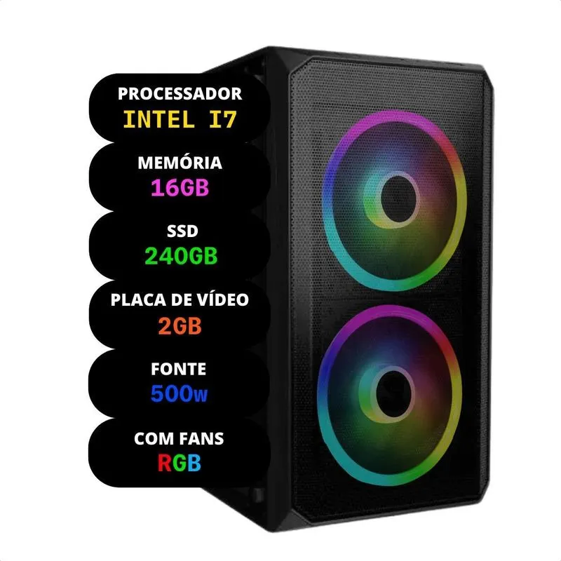 Computador Gamer Intel I7 16gb Ssd 240gb Com Placa De Vídeo