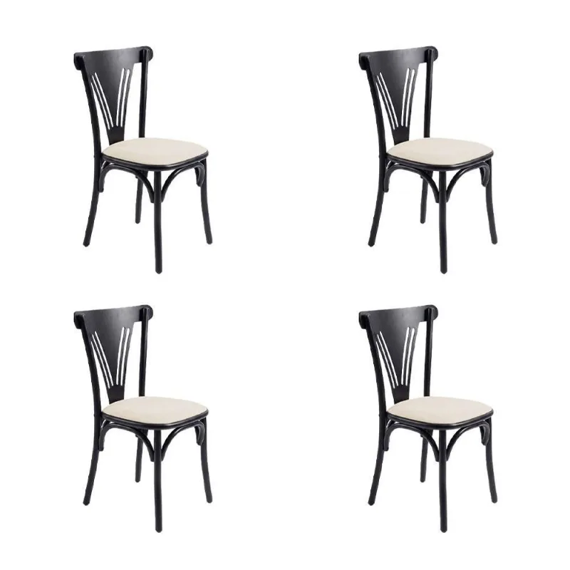 Kit 4 Cadeiras Paris Aço para Mesa de Sala Preta e Branca Móveis Iberia