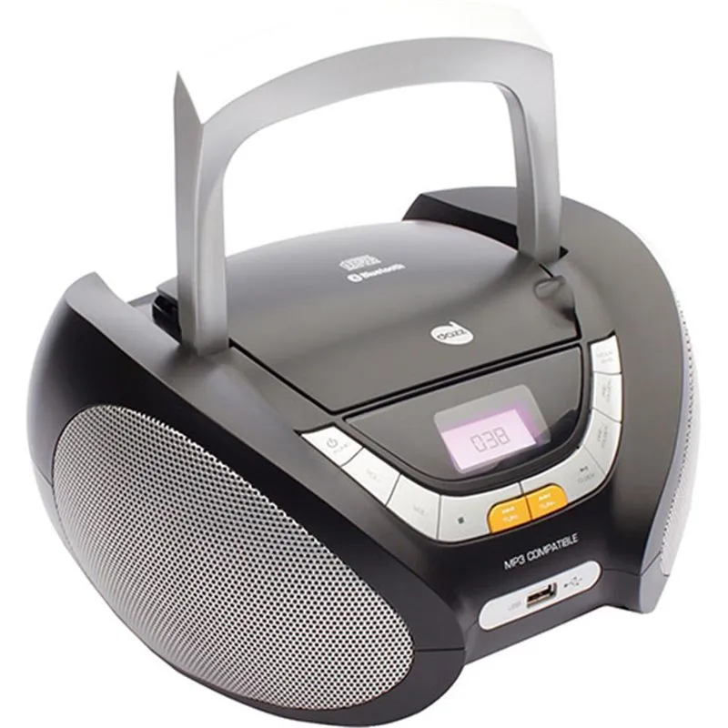 Som Portátil Dazz Dz-651394 Boombox Cd Player Rádio Fm Com Entrada Usb E Auxiliar 5w - Preto/prata