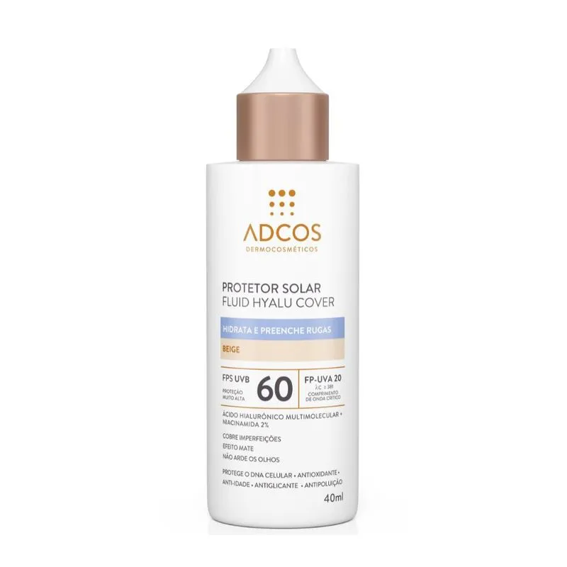 Protetor Solar Fluid Hyalu Cover FPS 60 Beige - 40ml - ADCOS
