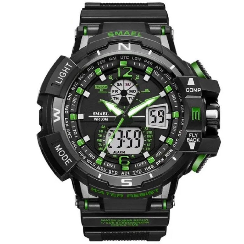 Relógio De Pulso Masculino Smael 1376 Digital À Prova D´água - Verde