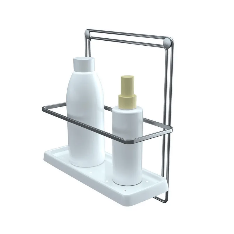Porta Shampoo Retangular Base Plástica Branco- Stolf