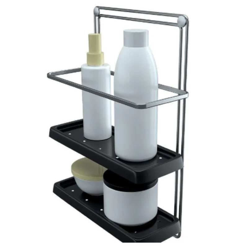 Porta Shampoo Retangular Duplo Preto-stolf