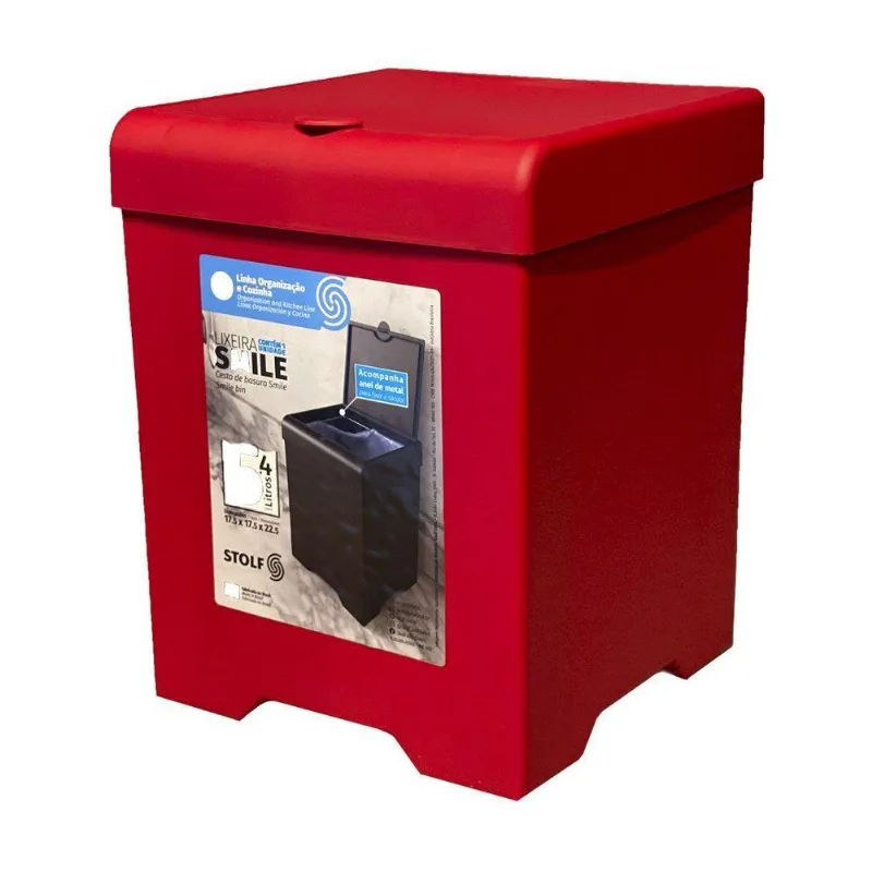 Lixeira De Pia Smile 5,4l - Stolf Vermelho - STOLF
