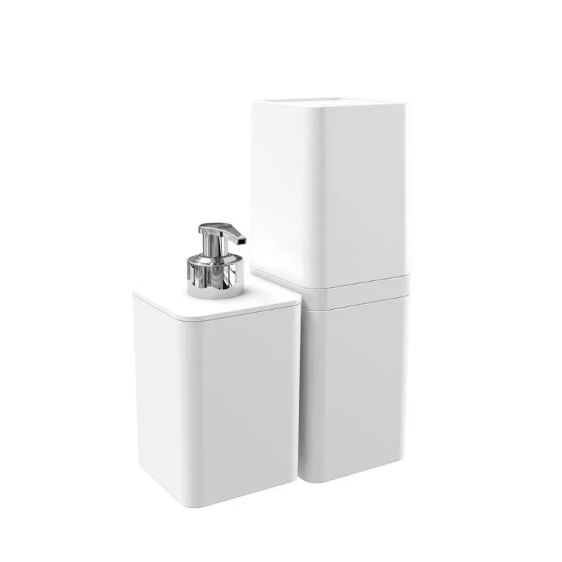 Kit Banheiro 2 Peças Dispenser De Sabonete E Porta Escova - Stolf Branco - STOLF