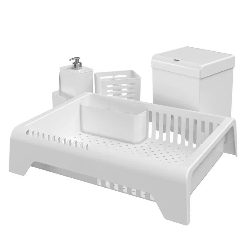 Kit Cozinha 4 Peças Escorredor Lixeira Porta Talher Dispenser - Stolf