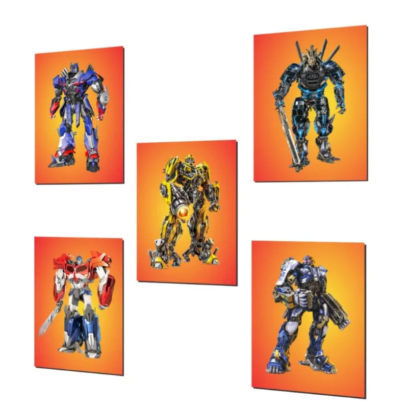 Transformers Kit com 5 Quadros decorativos 13x18cm