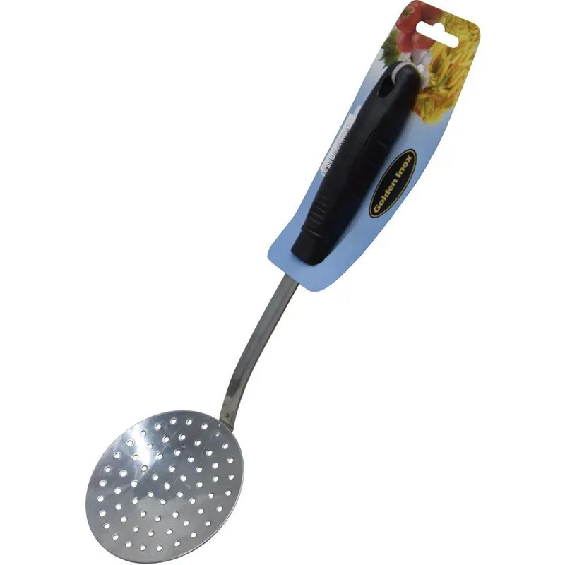 Espumadeira Inox Real Cabo Plástico Preto Golden Inox