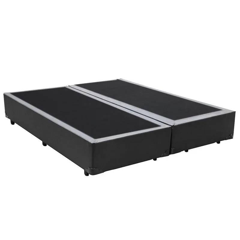 Cama Box King Bipartido HomeQueen Sintético Cinza 40x193x203
