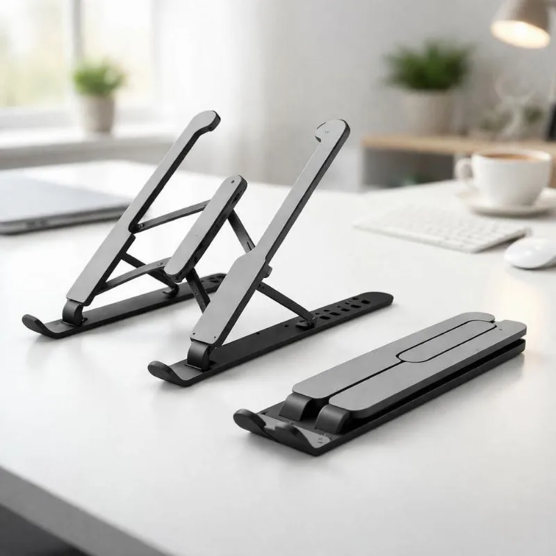 Suporte Para Notebook Premium Ajustável Dobrável Ergonômico Antiderrapante Portátil 6 Níveis Preto