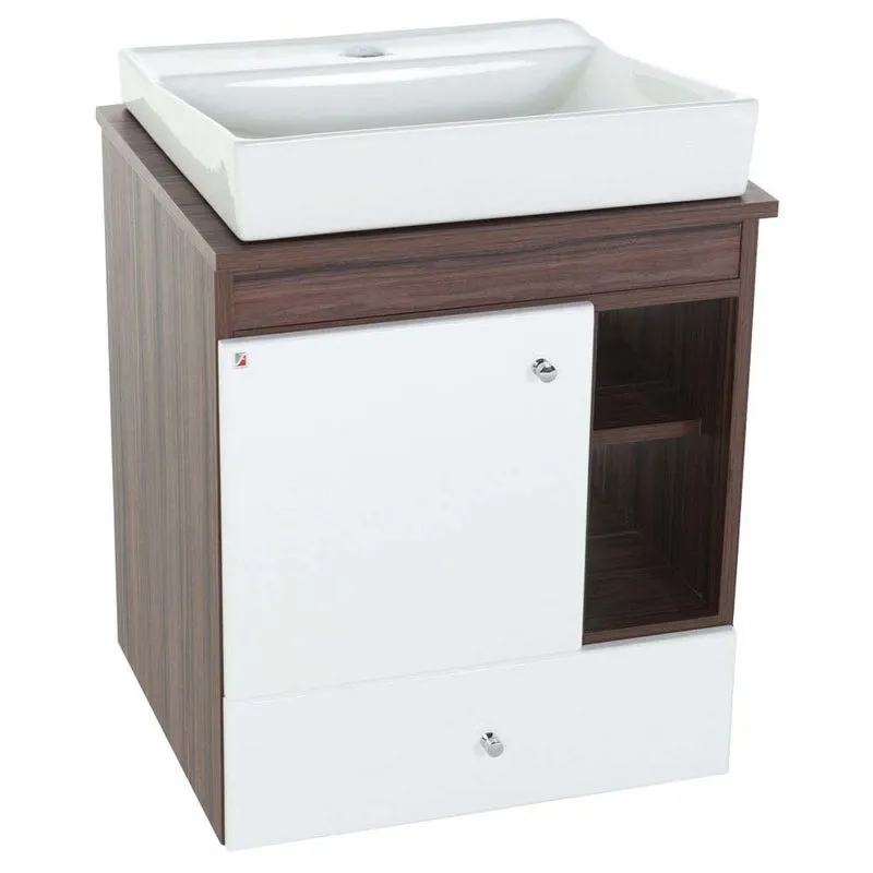 Gabinete Ágata 51x45cm com cuba quadrada de apoio ébano Scalline