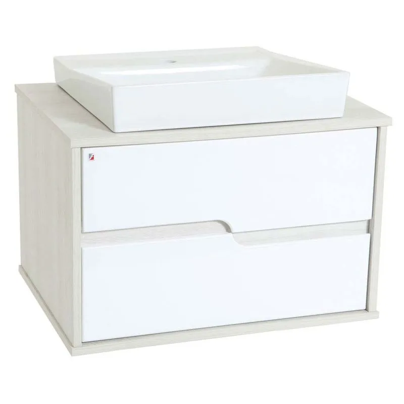 Gabinete 64x49cm com cuba quadrada de apoio pérola Scalline