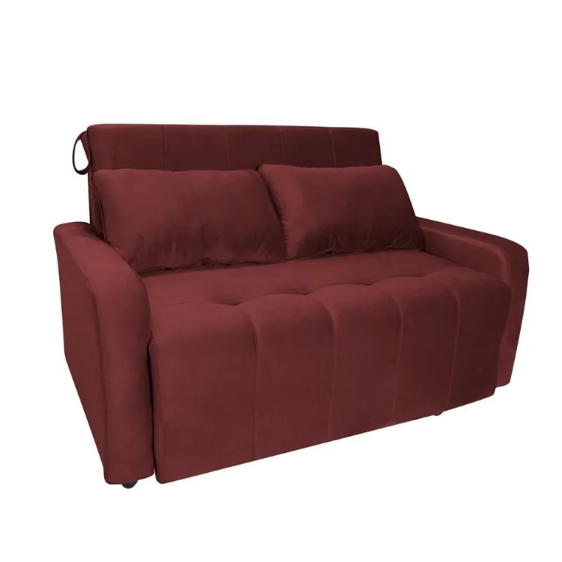 Sofá Cama Para Sala De Estar Amora New Suede - Goiaba Goiaba