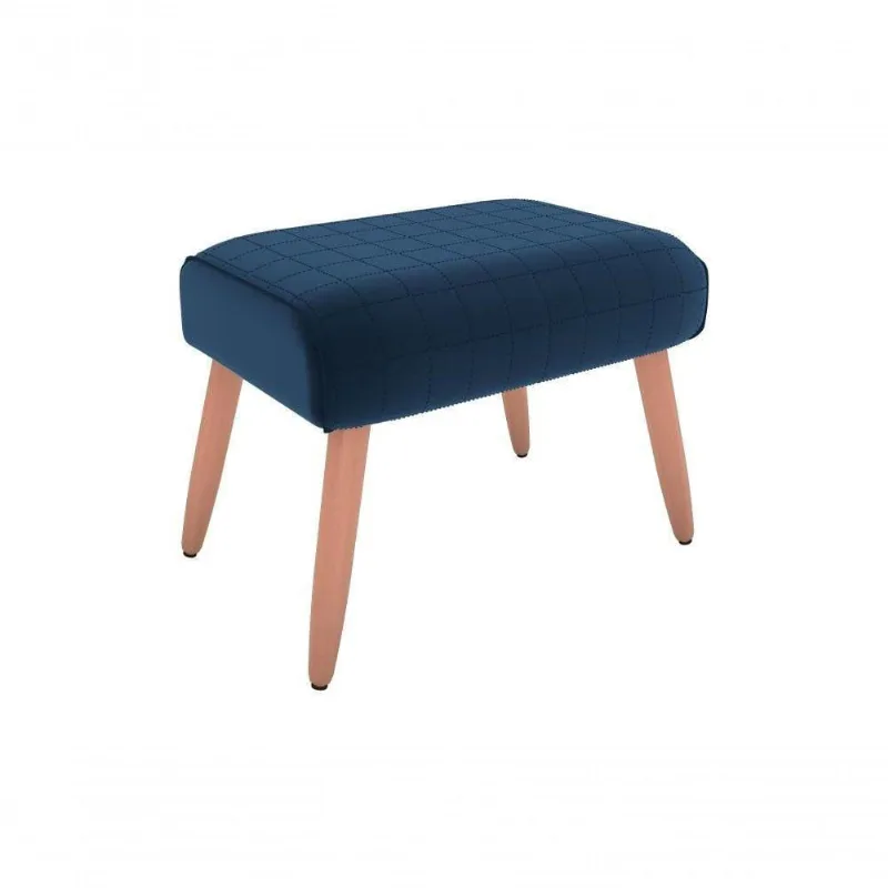 Puff Decorativo Descanso Barcelona Sala Veludo Azul Matrix Original