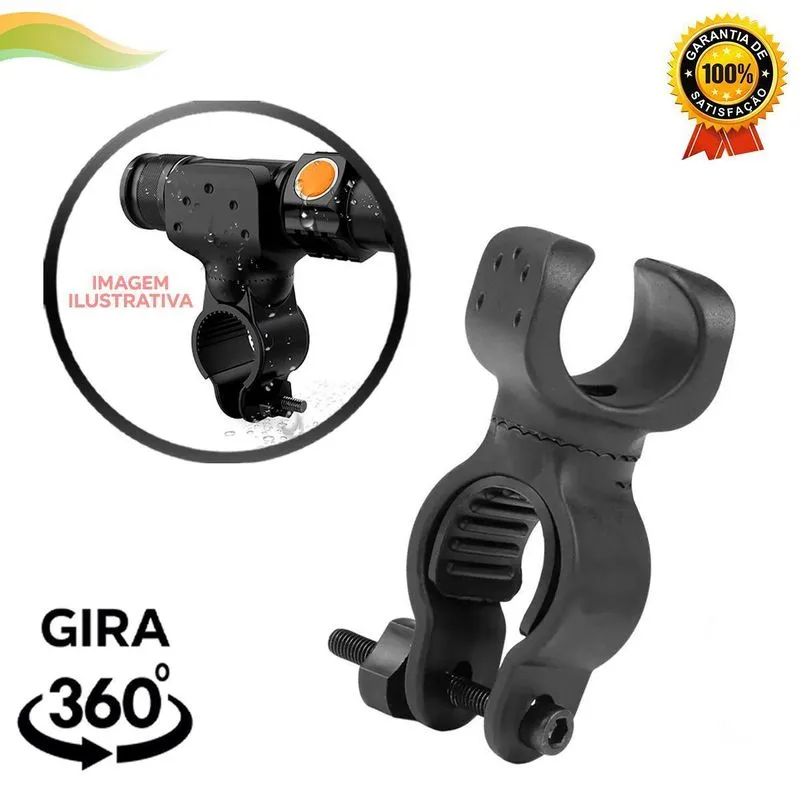 Suporte Para Lanterna Guidão Bicicleta Ajustável Gira 360