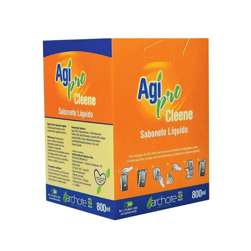Sabonete Líquido Talco Perolado Cleene Agi Pro Refil De 800ml