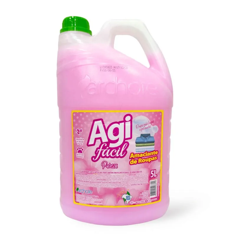 Amaciante 5l Rosa Pureza Agifácil Archot Cuidado E Maciez Para Suas Roupas