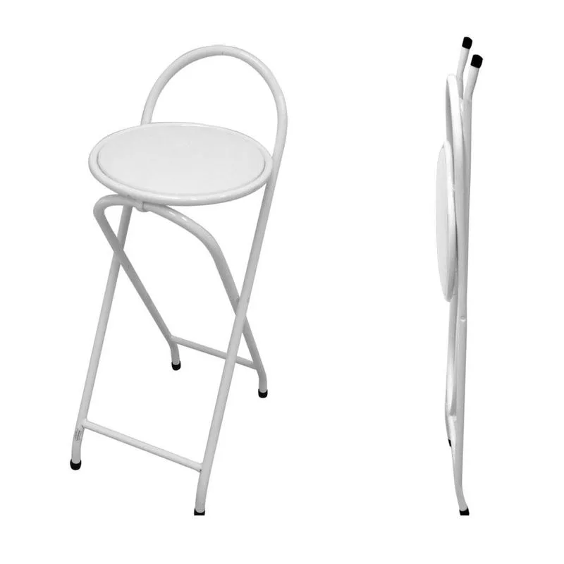 Banco articulável alto branco com assento branco Metalmix