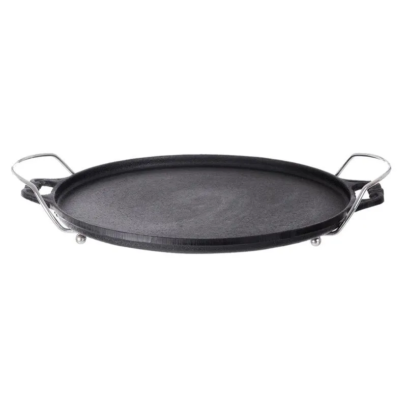 Forma Pizza Ferro Fundido Com Suporte Santana Média 30 Cm