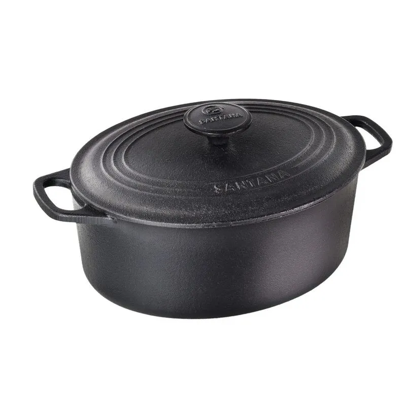 Caçarola Ferro Fundido Oval Alça E Tampa De Ferro 2,5l