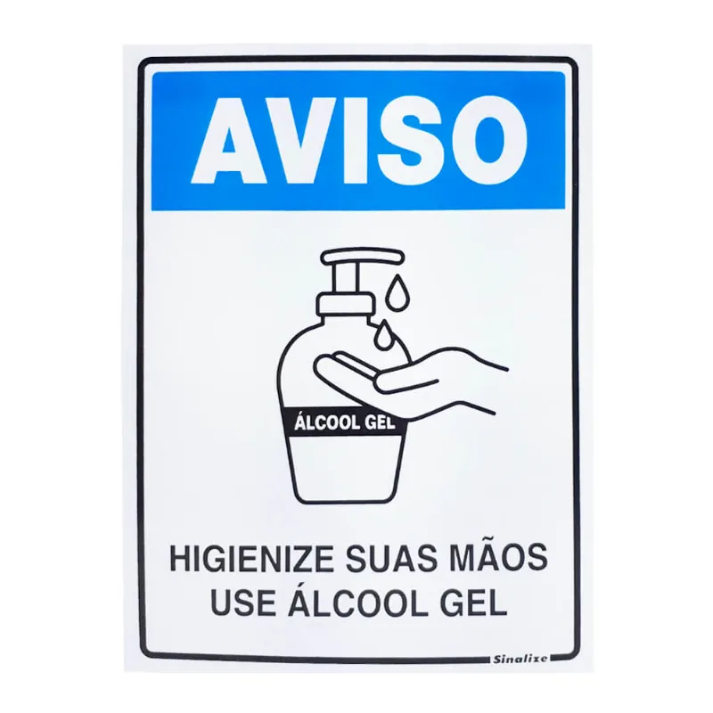 Placa de Sinalizacao Sinalize Use Alcool Gel 15x20CM