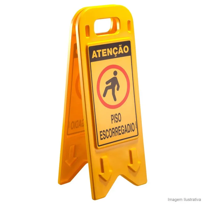 Cavalete de poliestireno 2 faces Piso Escorregadio amarelo, preto e vermelho Sinalize