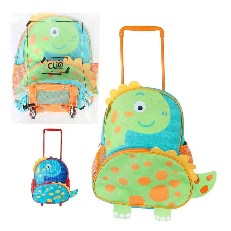 Mochila Infantil Escolar de Rodinhas Dinossauro Diversão