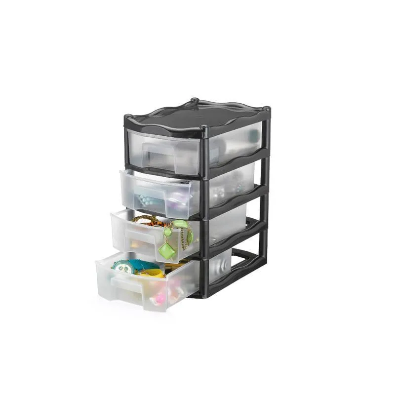 Gaveteiro 4 Gavetas 28x18x32 Plástico Preto