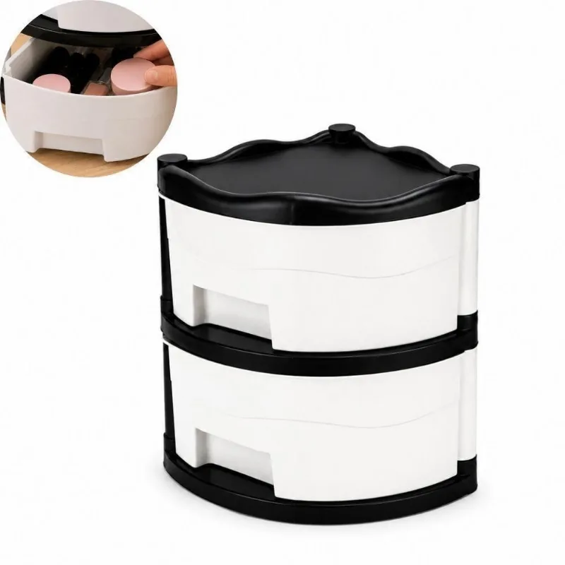 Gaveteiro de Canto Mesa Triangular Organizador Multiuso Plastico Porta Esmaltes Batons Escritorio