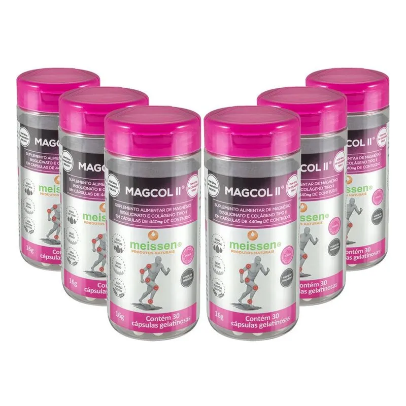 Kit 6x Magcol ii (Colágeno tipo ii e Magnésio Bisglicinato) 30 Cápsulas - Meissen