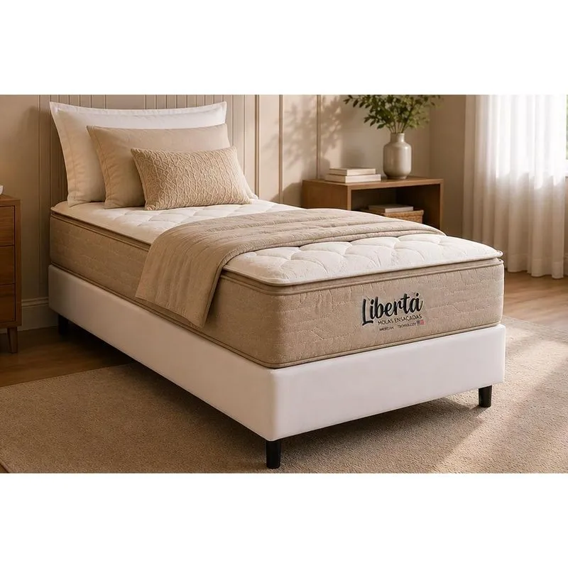 Cama Box CRC Solteiro +Colchão Molas Ensacadas Libertá Inovaflex 88