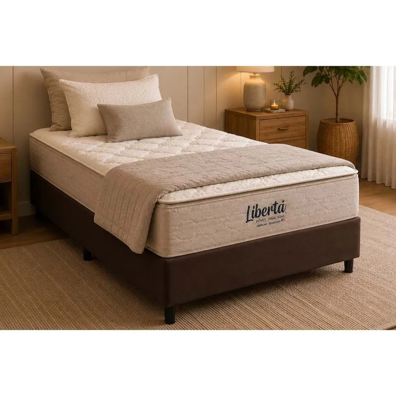 Cama Box CRC Solteiro +Colchão Molas Libertá Inovaflex 88
