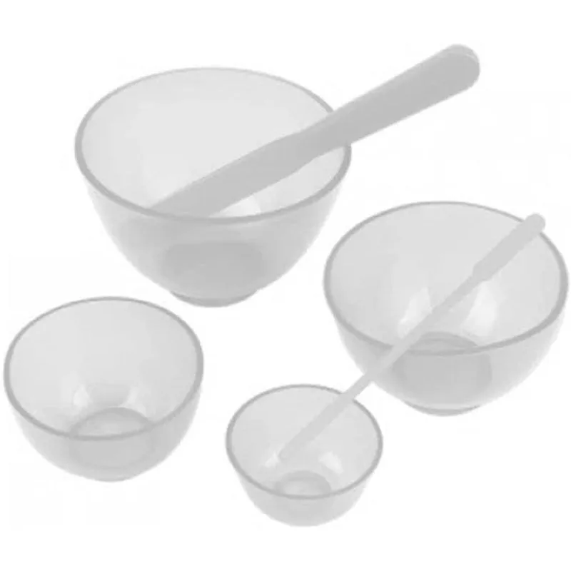 4 Cubetas 2 Espatulas Aplicação Cosmético Transparente Estek
