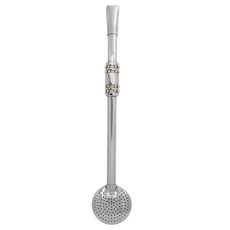 Bomba Inox Anel Sextavado Detalhe Duplo Com Strass 23cm