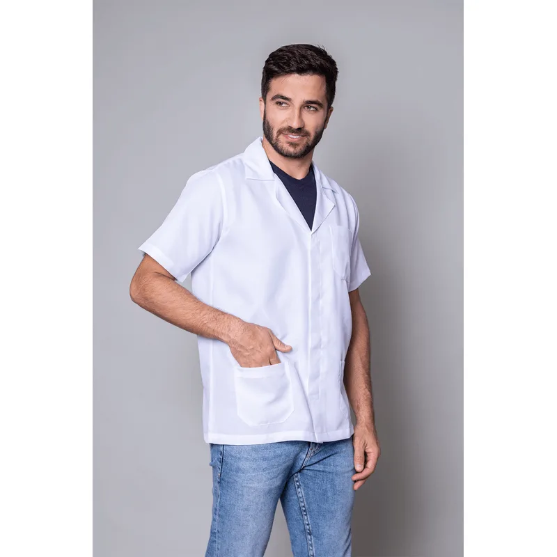 Jaleco Masculino Oxford Curto Manga Curta - P