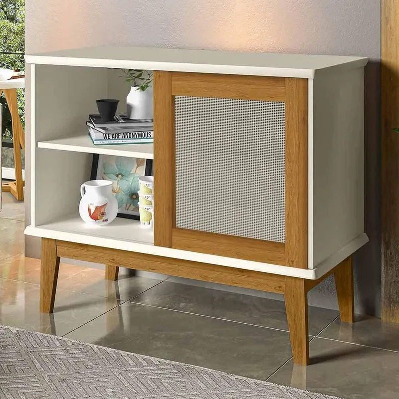 Buffet Aparador Clássico 1 Porta Off White Madeira Denver Tebarrot