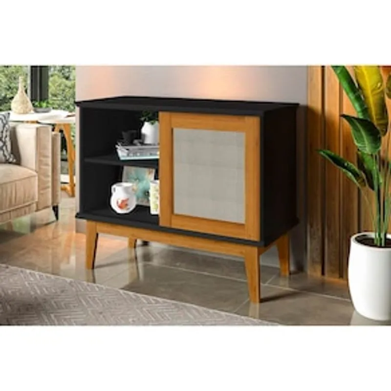 Buffet Tebarrot Denver com 1 Porta e 1 Prateleira - Preto/Madeira