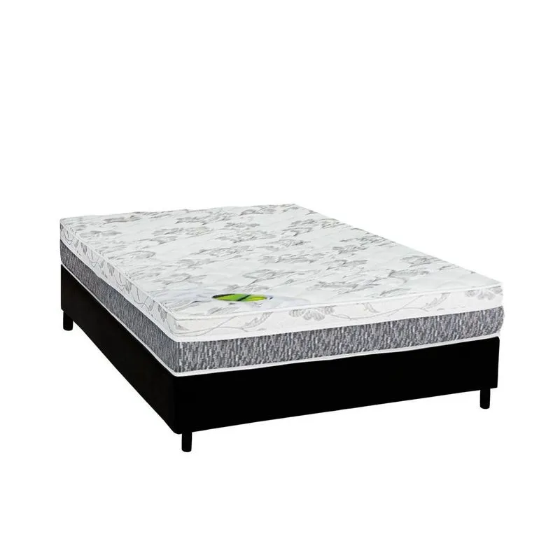 Conjunto Box Casal: Colchão Anatômico Luckspuma D33 / AG65 Aspen 50 + Base CRC Suede Black (138x188)