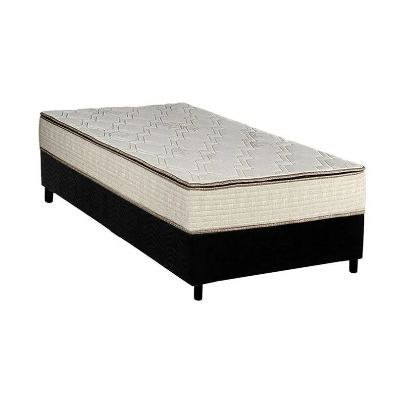 Conjunto Box Solteiro: Colchão Molas Luckspuma Bonnel Montreal + Base CRC Suede Black (88x188)