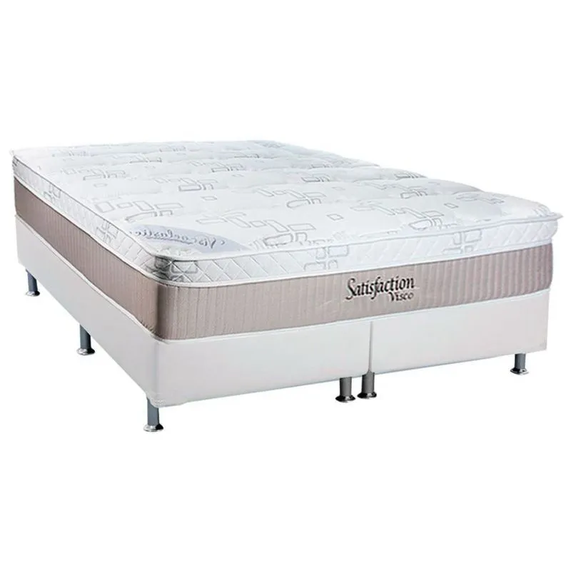 Cama Box King: Colchão Molas Luckspuma MasterPocket Ensacadas Lucksfaction Viscoelástico + Base CRC Courano White(193x203)