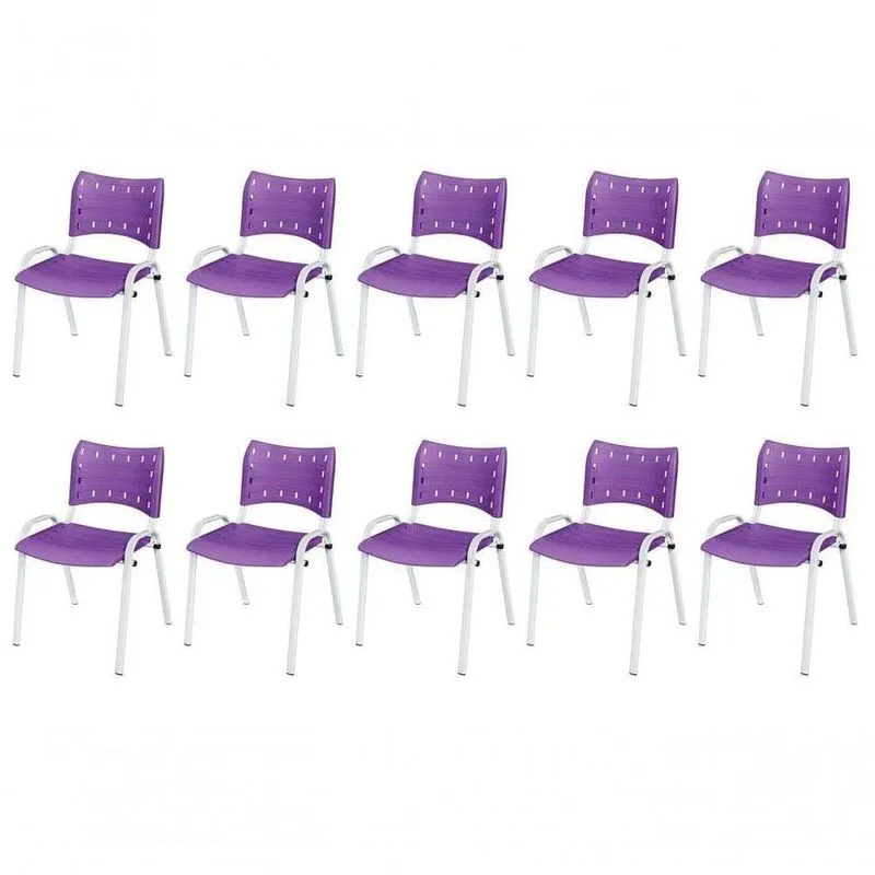 Cadeira Iso Base Branco Igreja, Escola, Escritório - Violeta Kit 10 Peças