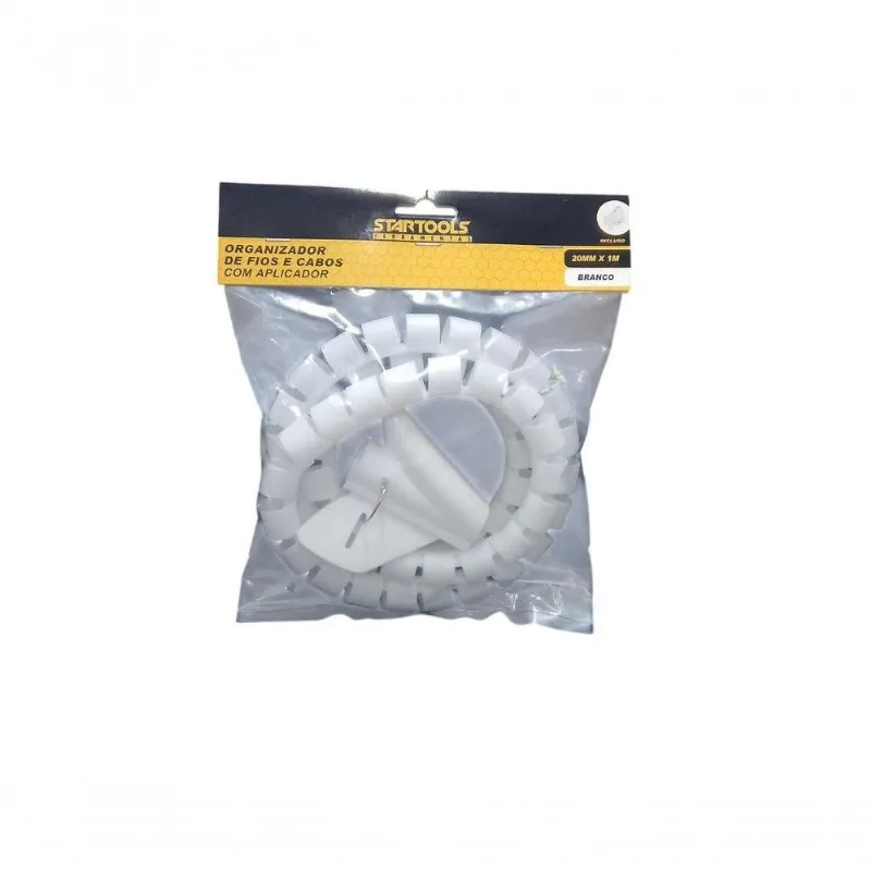 Organizador de Fios e Cabos com Aplicador 20MMX1M Instalação Simples Branco Startools