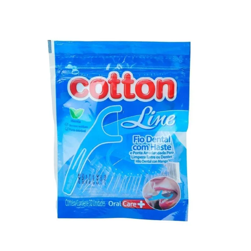 Fio Dental Com Haste 32 Peças Menta Cotton
