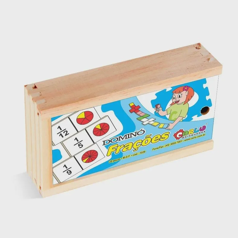 Brinquedo Educativo Dominó Frações Em mdf Com 28 Peças