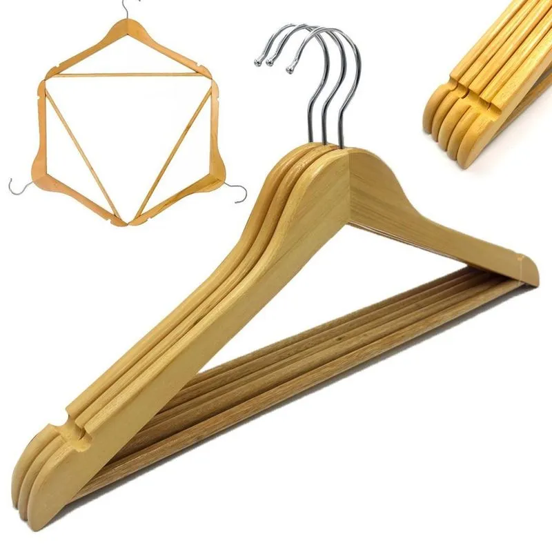 Cabide De Madeira Roupa Adulto Marfim Calça Kit 3 Peças