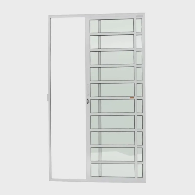 Porta de Alumínio de Correr 210x120cm 2 Folhas com Travessa e Vidro Liso Super Brimak