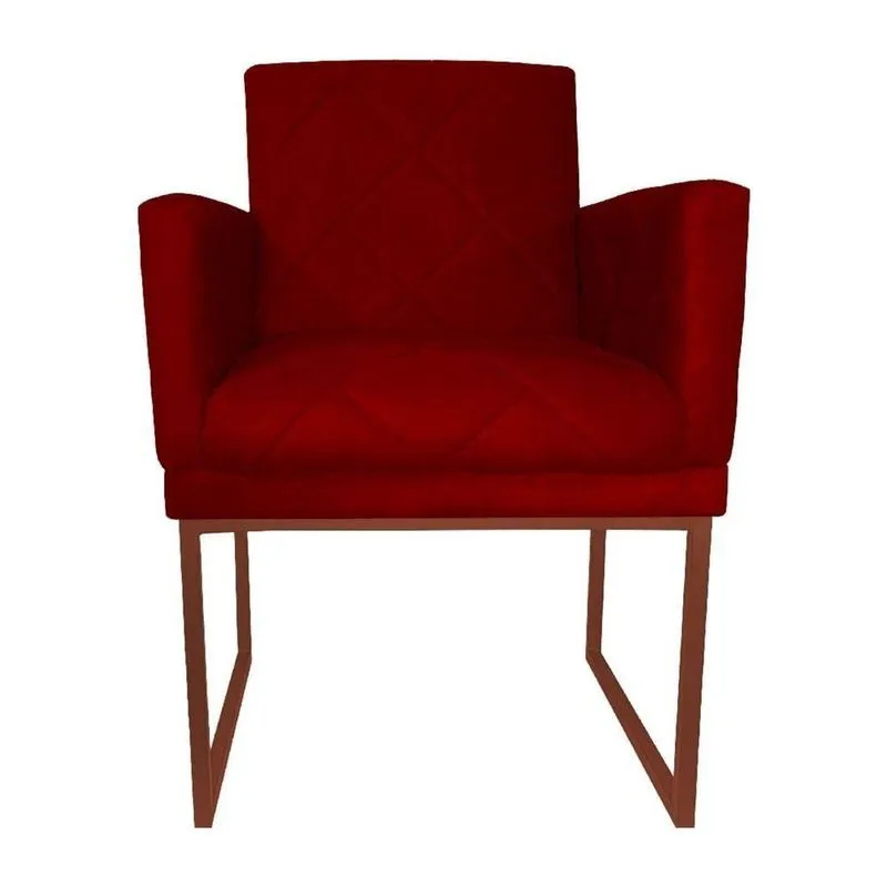 Poltrona Decorativa Sala Recepção Klara Base Bronze Suede