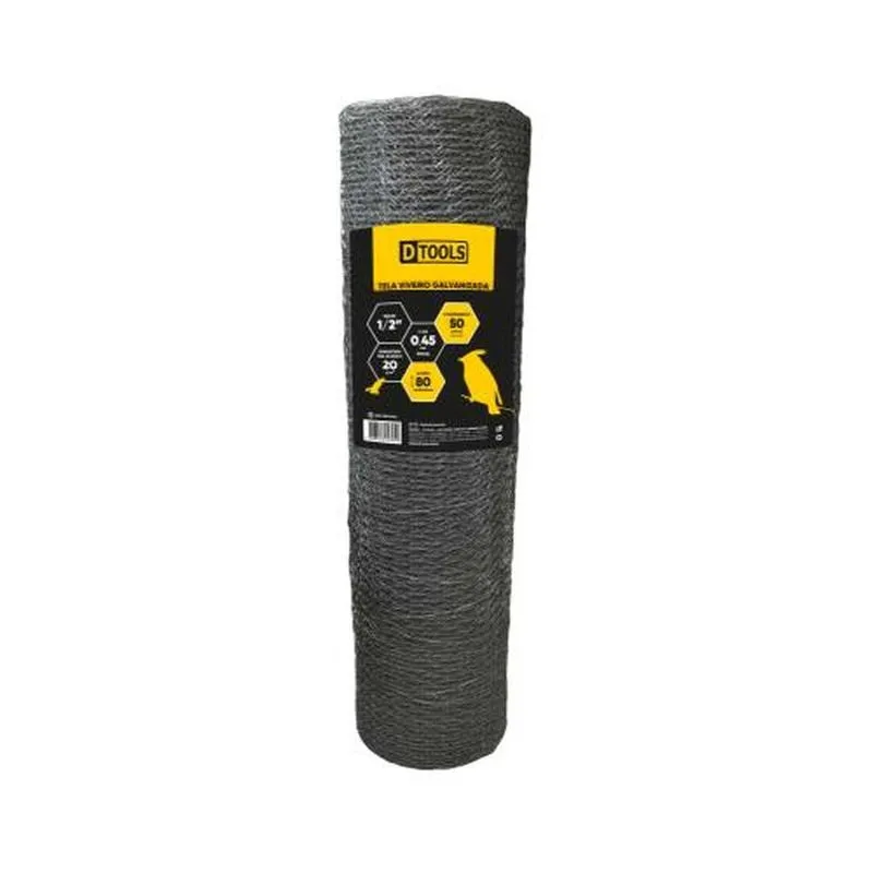 Tela Viveiro Galvanizada 1/2 Bwg 26 0,8m X 50m - Dtools