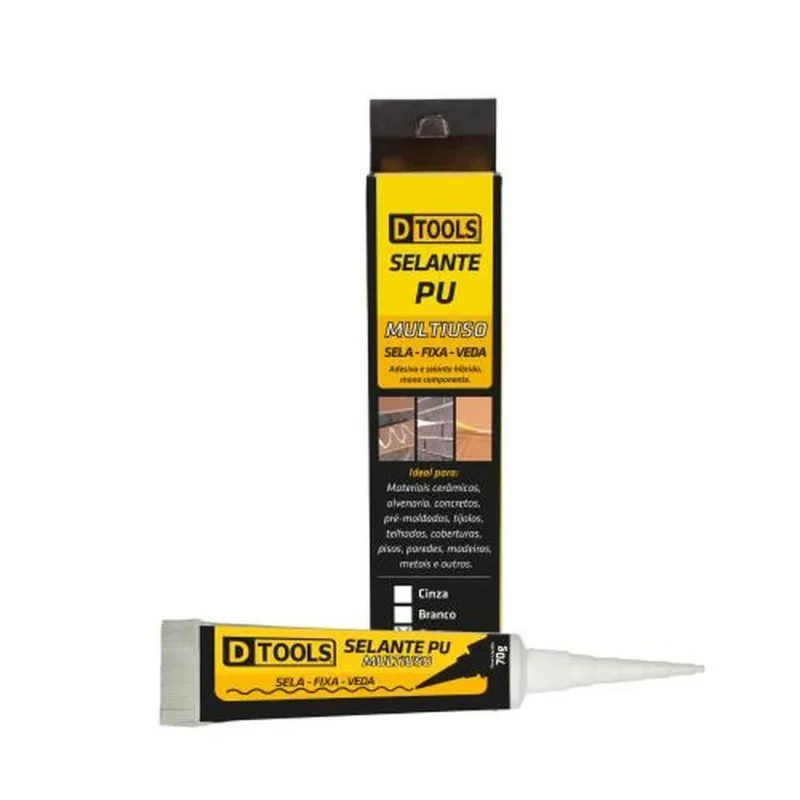 Selante PU Multiuso Preto 70g - Vedação e Colagem para Mármore, Granitos, Madeira, PVC, Vidro, Concreto e Metais