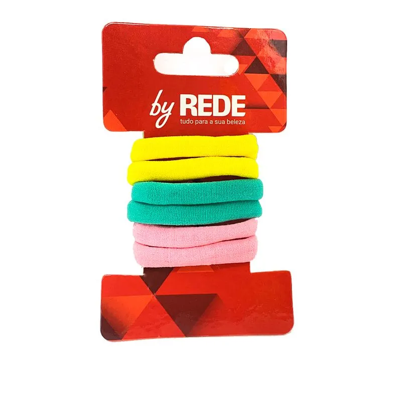 Elástico Para Cabelo By Rede Tecido Colorido Com 6 Unidades